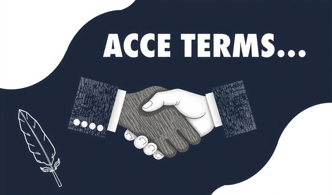 Représentation abstraite de l'acceptation des termes avec des éléments de contrat numérique